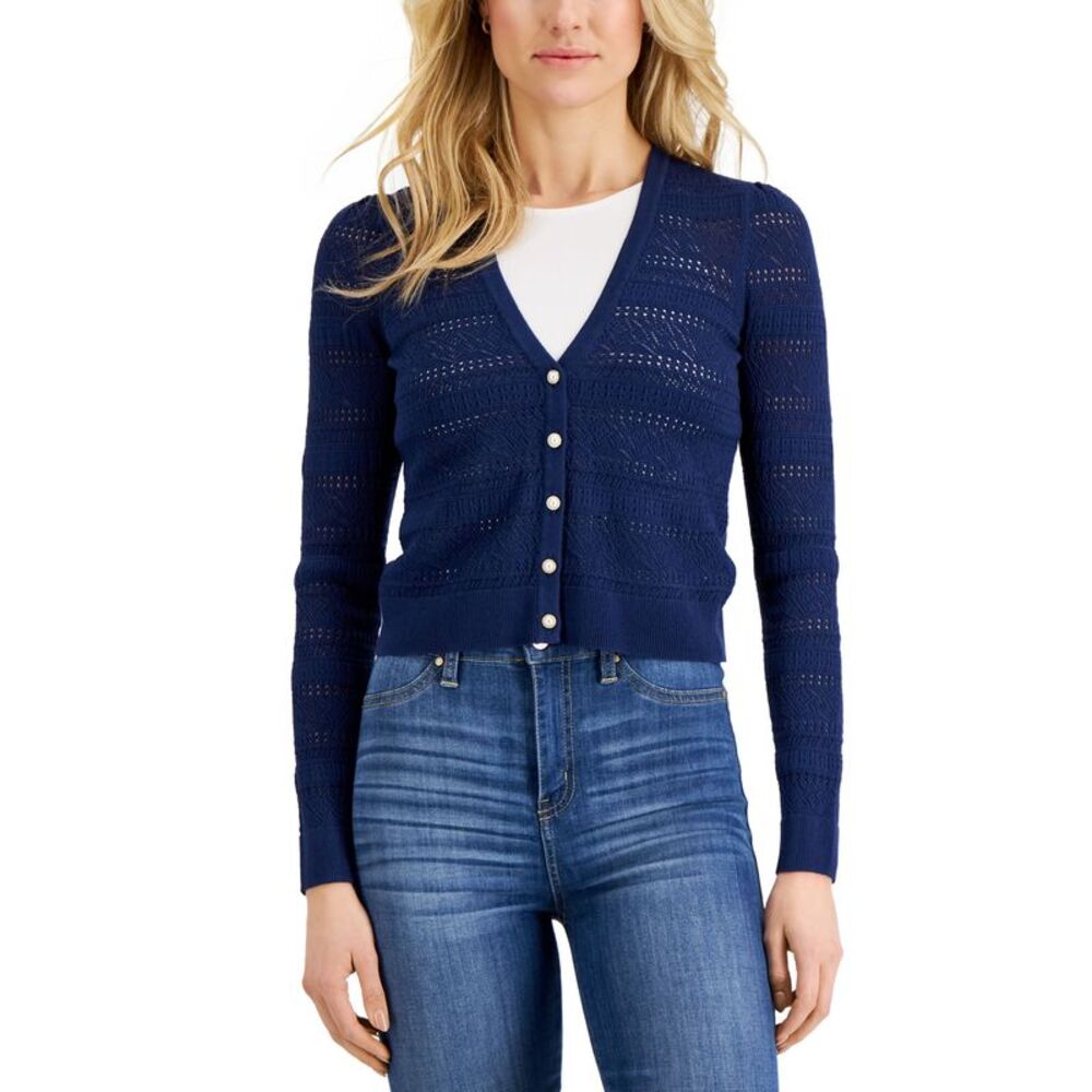 Charter Club Mixed Stitch Button Cardigan